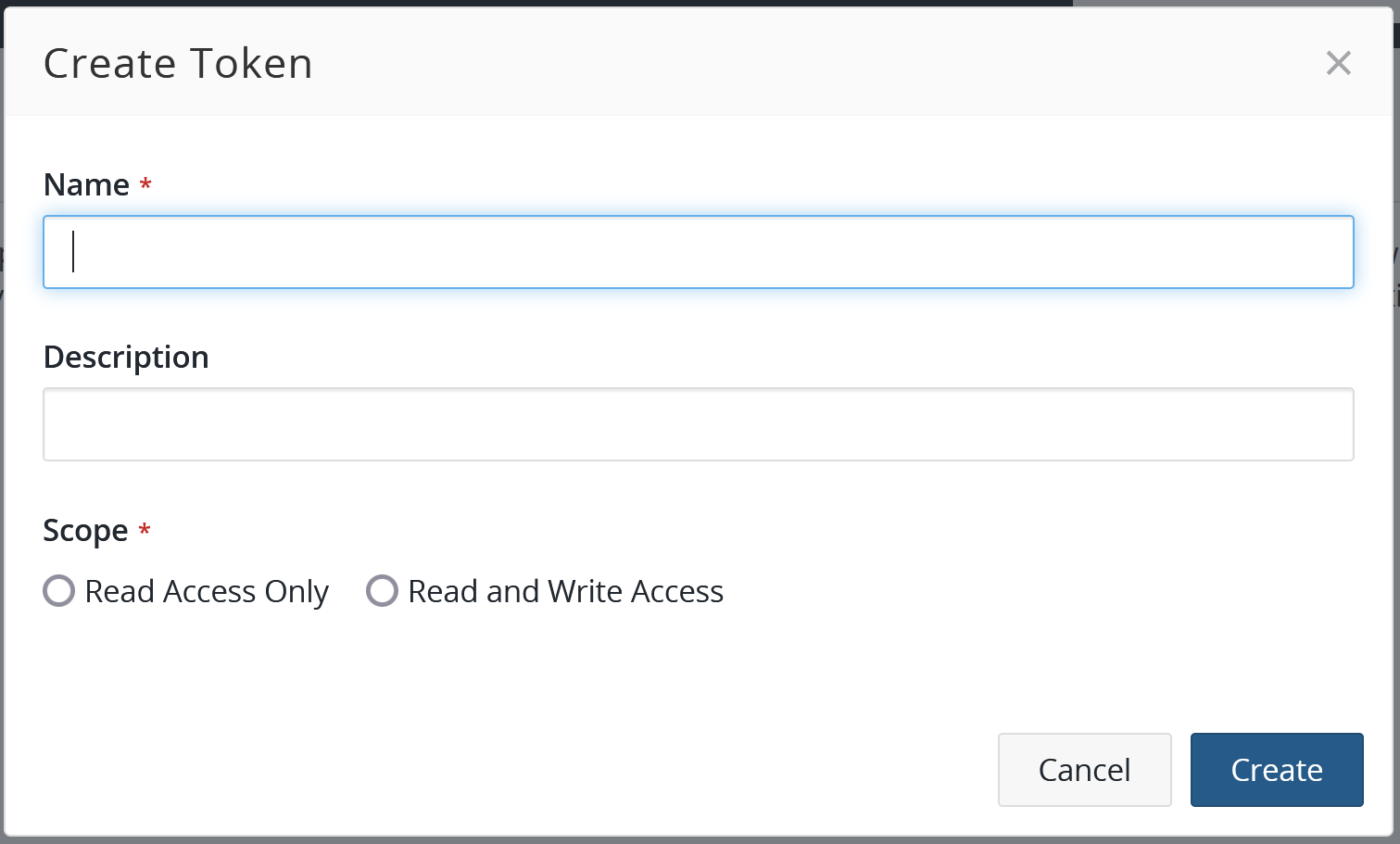 Create New Token dialog box