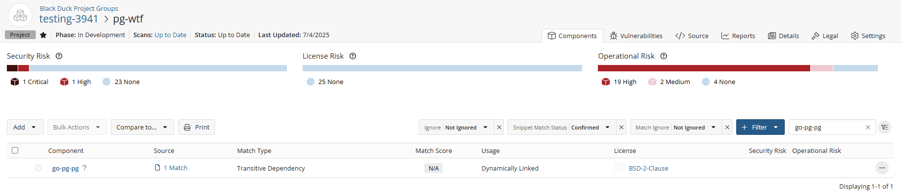 BOM containing a component with an unknown version